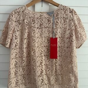 Pure Collection Tan Lace Blouse